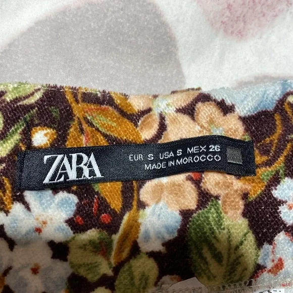 Zara Floral Mini Belted Cotton Skirt Size Small - Picture 7 of 8